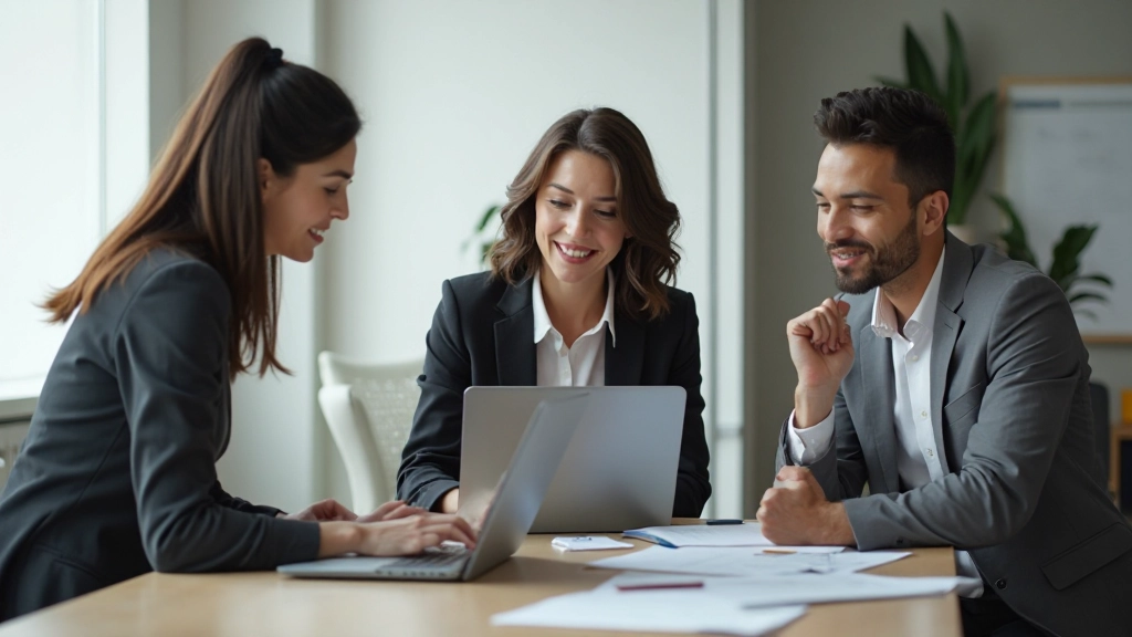 Team of professionals collaborating in modern office environment during business meeting