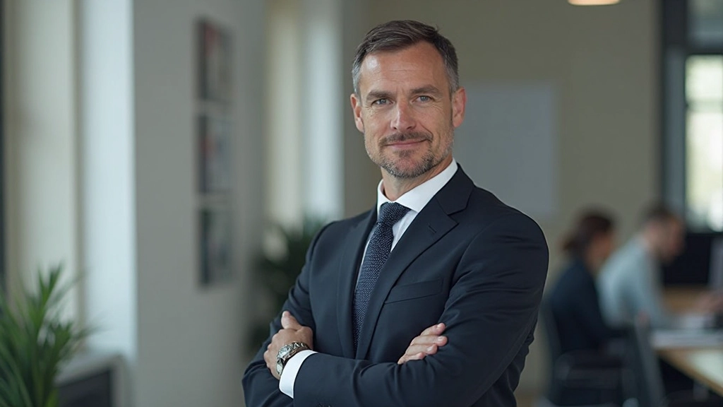Business professional with open body language and confident posture during workplace interaction